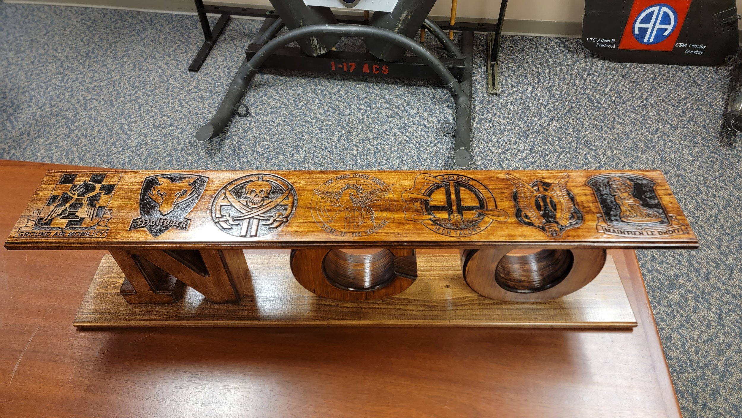 Bourbon Barrel Liquor Shelf with engraved lid.