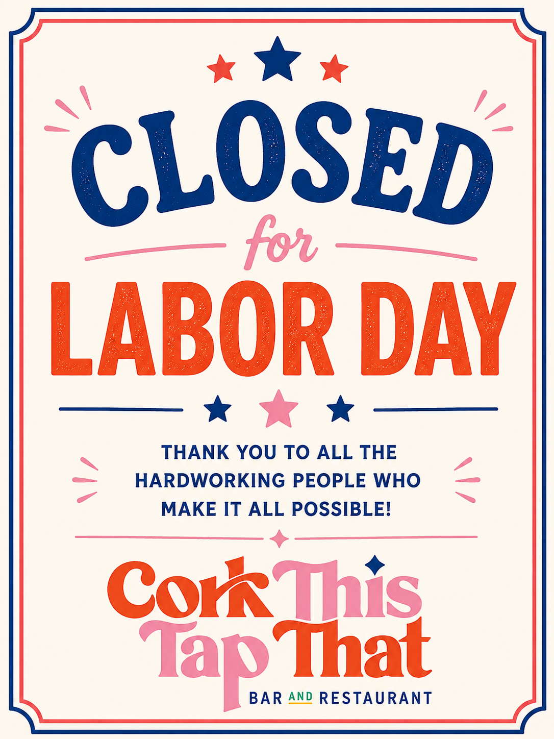 Closed For Labor Day