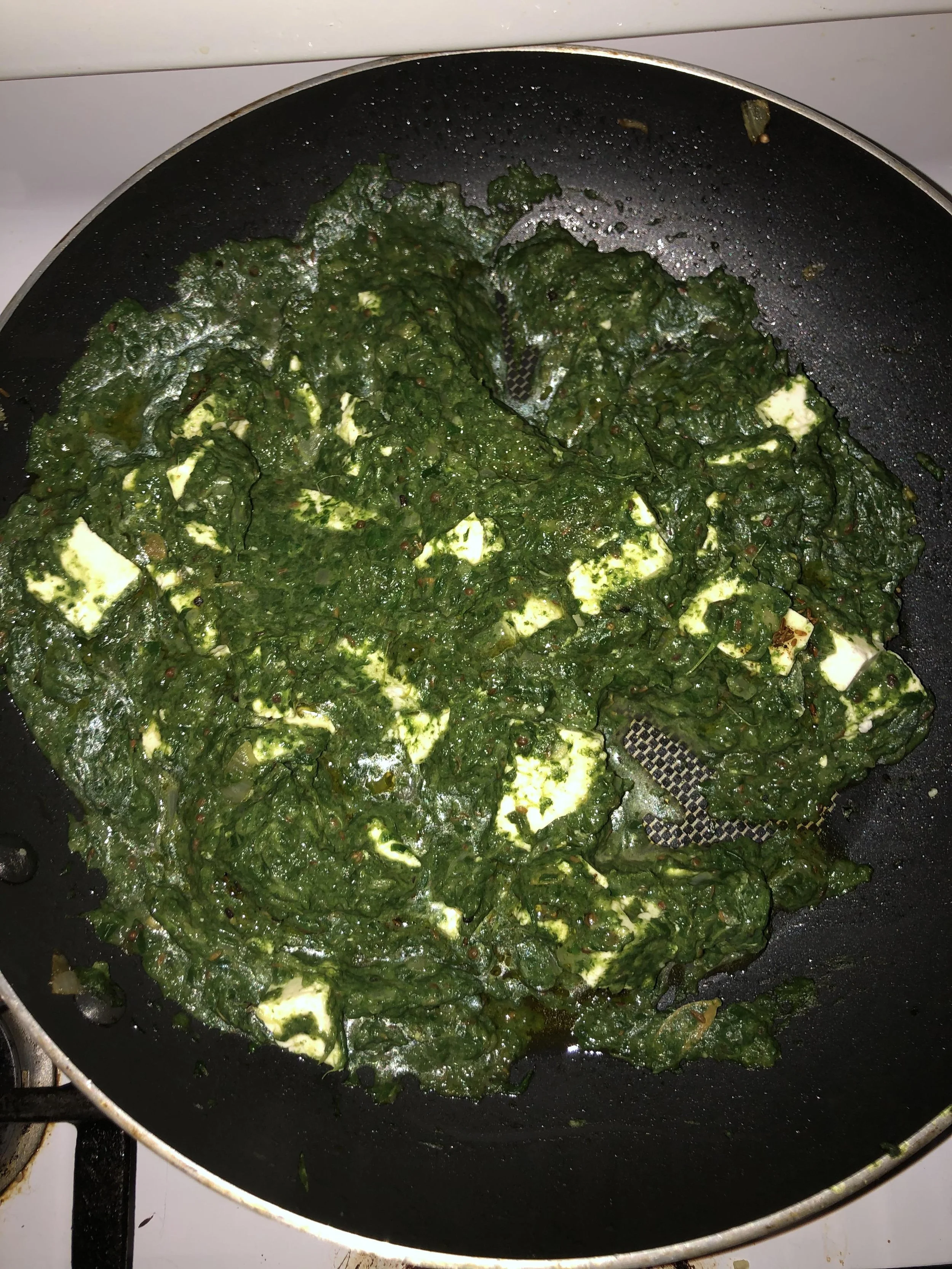 Spinach and feta cooked like saag paneer