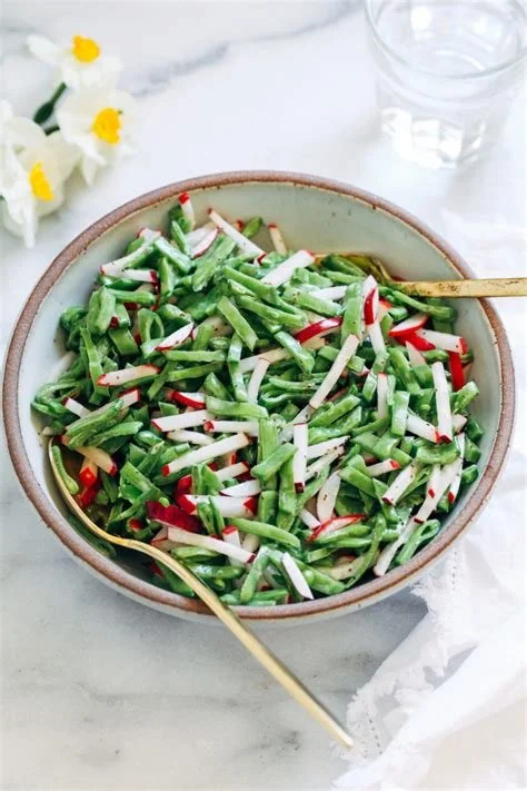 Sugar snap pea slaw with radishes