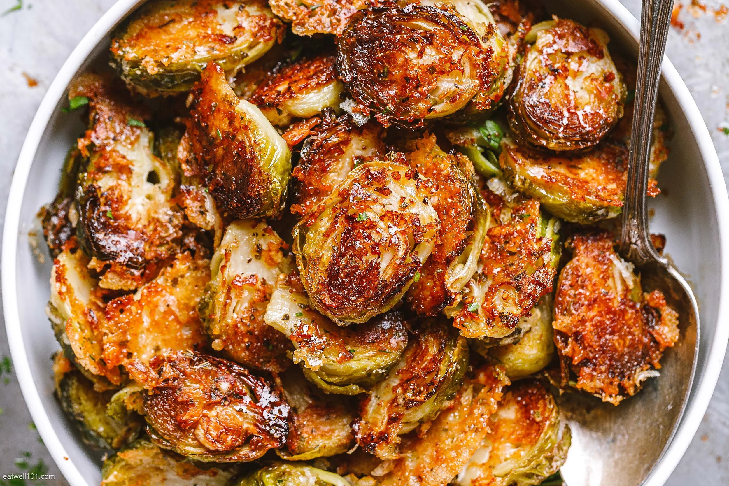 Crispy Brussels Sprouts with Parmesan Vinaigrette