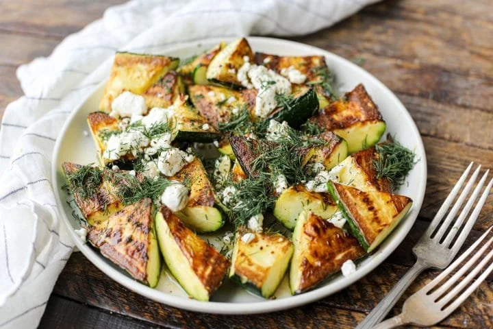 Seared Squash with Herbed Vinaigrette and Feta