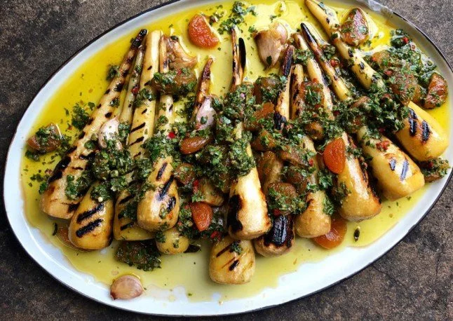 Confit &amp; Grilled Parsnips with Herbs &amp; Vinegar