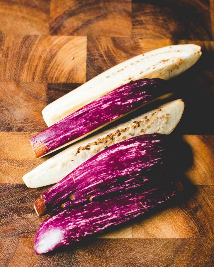 Kale &amp; Mint Salad with Roasted Eggplant and Spicy Peanut Dressing