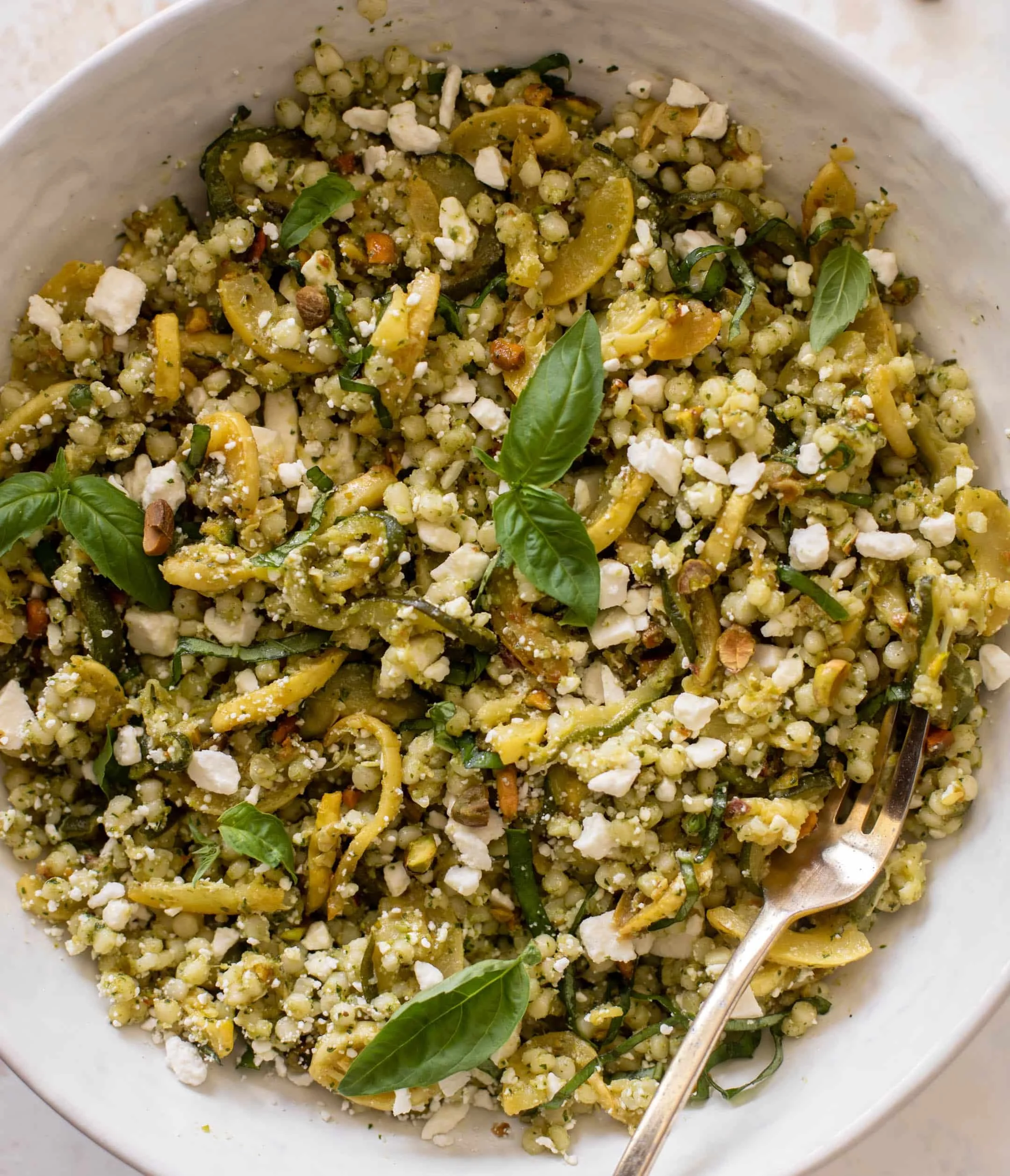 Pearled Couscous with Pesto, Butter Beans, and Summer Squash