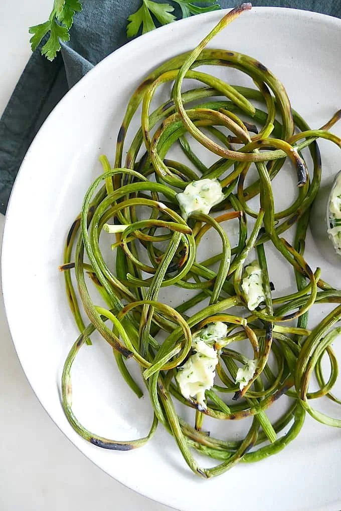 Sautéed Whole Garlic Scapes