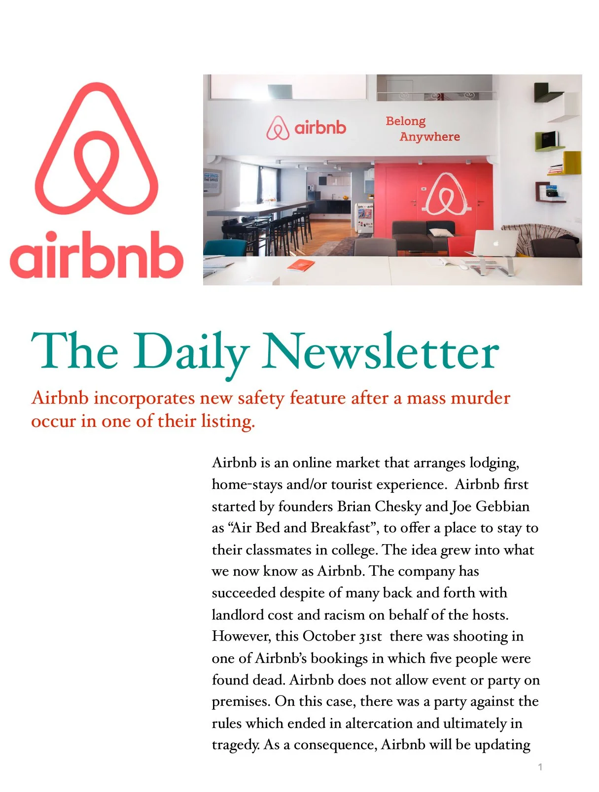 Newsletter Sample 1