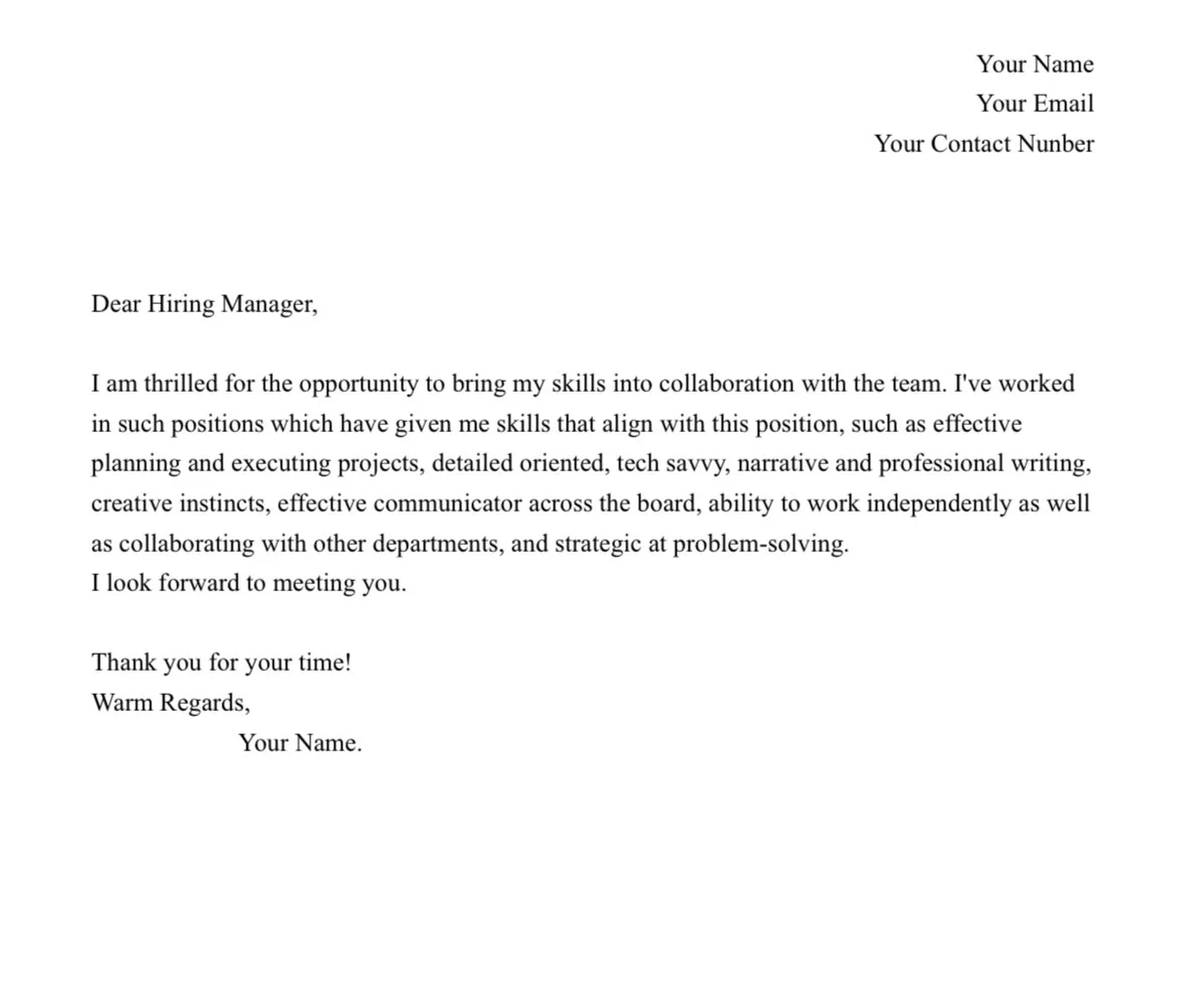 Email/Cover Letter Sample