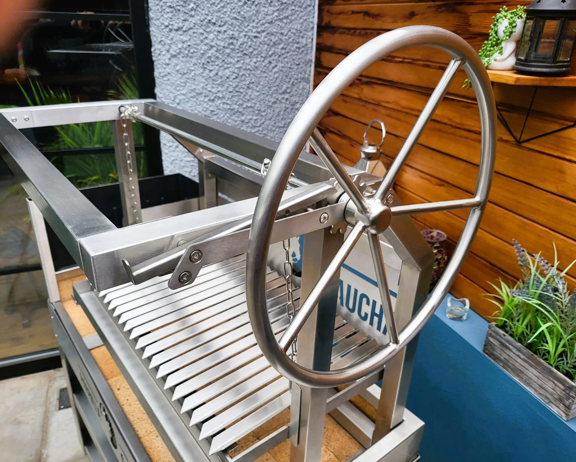 Outdoor stainless steel parrilla BBQ for authentic Argentinian grilling