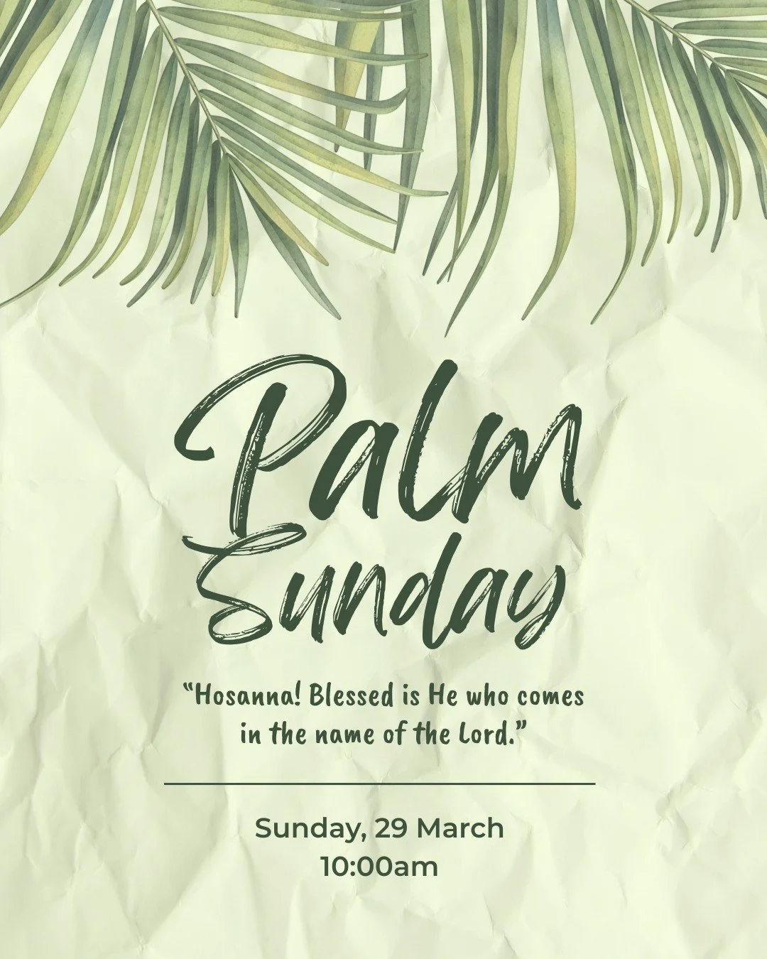 Celebrate the triumphant entry of Jesus into Jerusalem! 

Come worship with us as we begin Holy Week together this Palm Sunday, March 29 at 10:00am. 

#EasterAtTheWell #PalmSunday #Hosanna #ChurchAtTheWellBoston