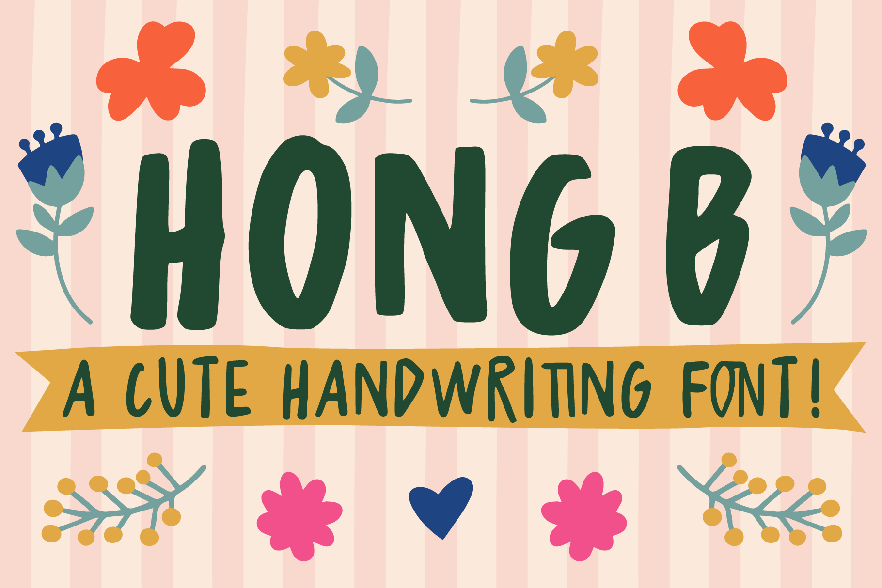 Scopri Hong B, un font scritto a mano che dona calore, fascino e autenticità a ogni design. Le sue forme morbide e fluide seguono un ritmo naturale, con piccole imperfezioni che creano un effetto amichevole e genuino — perfetto per branding, packagin