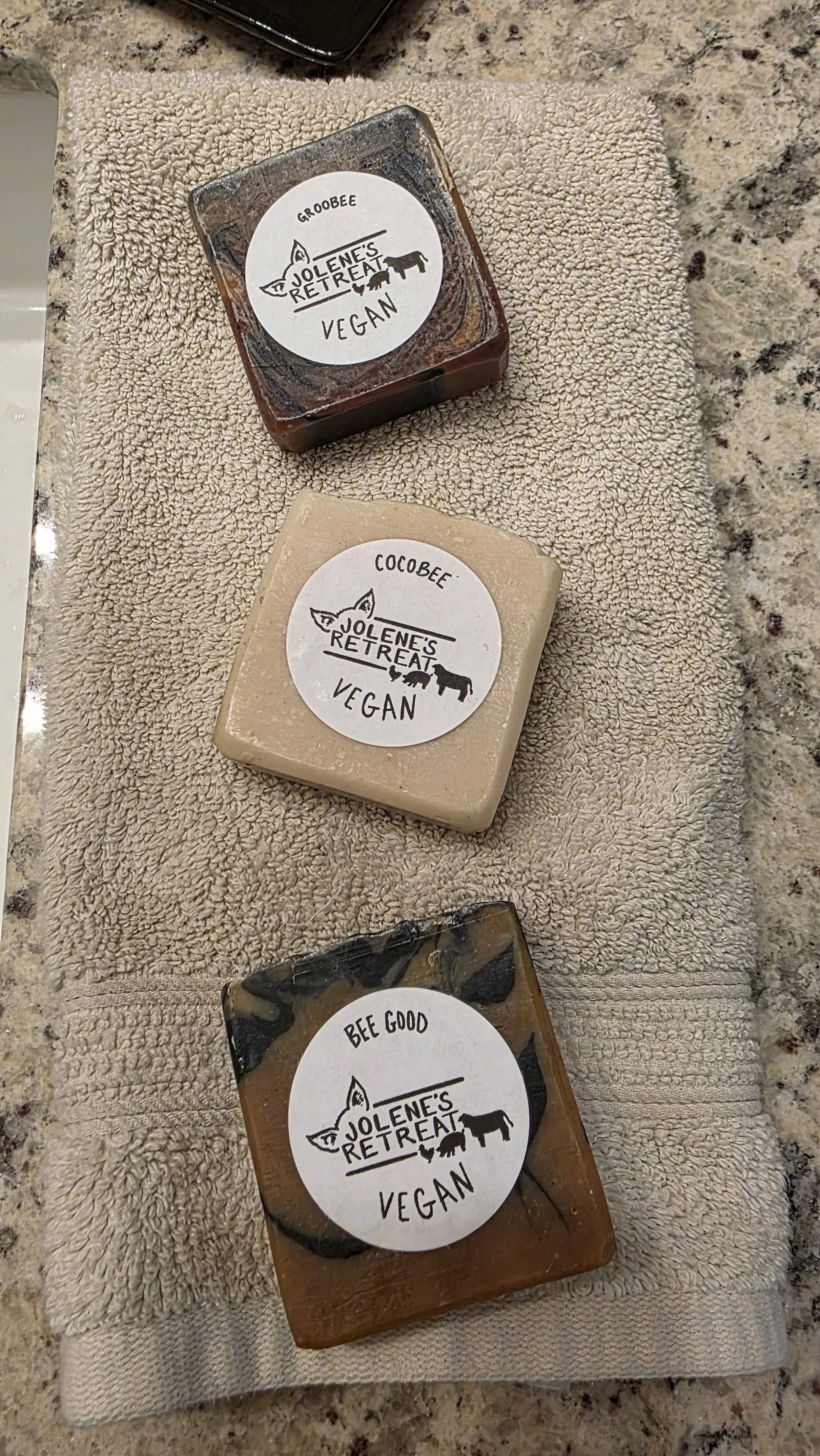 Coco Groo Bee Good Soaps on Towel.jpg