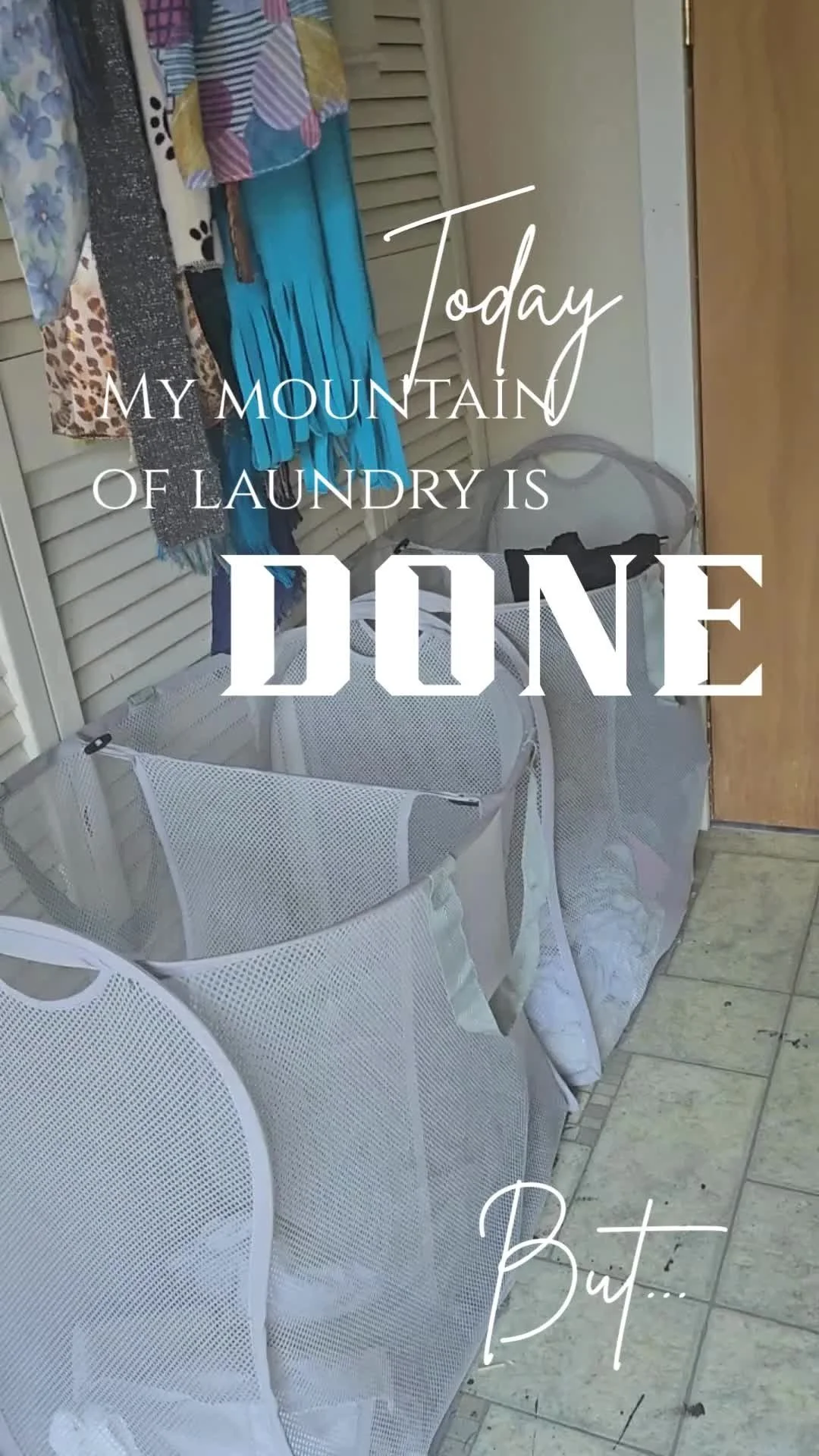 Today, I can say—with a happy heart—my laundry mountain is under control! ๐๐ป
But truthfully? That’s not always the case.
There have been plenty of days when the pile grew so tall it tumbled right into the hallway. And if you&rsq