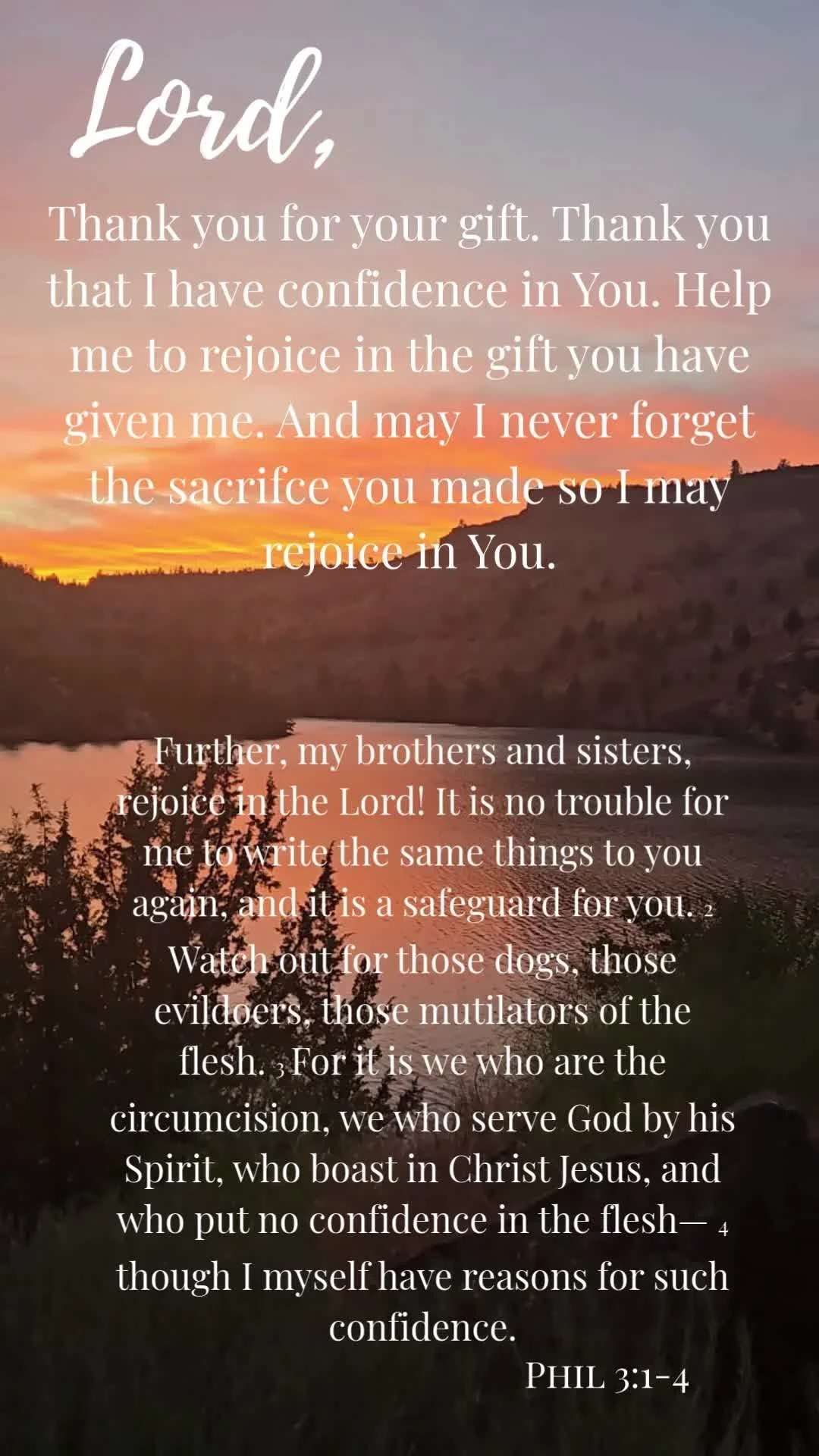 It is not because of me. I am not the one who has created the life I live. It is because of my Creator that I stand here today—able to be the person I am.
I rejoice because of Christ’s sacrifice that set me free. I rejoice because God lo