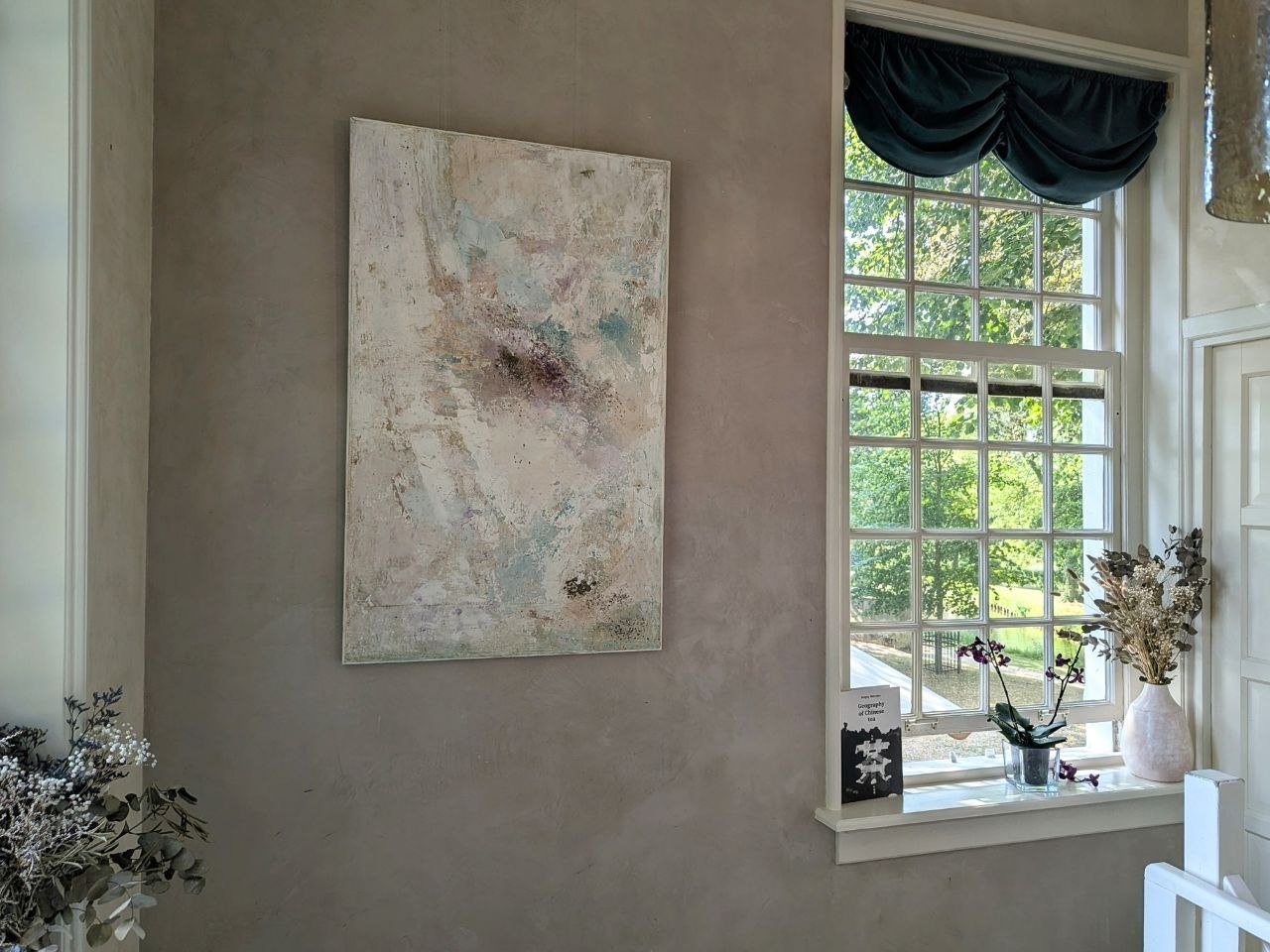 ANGEL'S SONG, 80x120, Lime plaster on wood, pigments, minerals, crystals