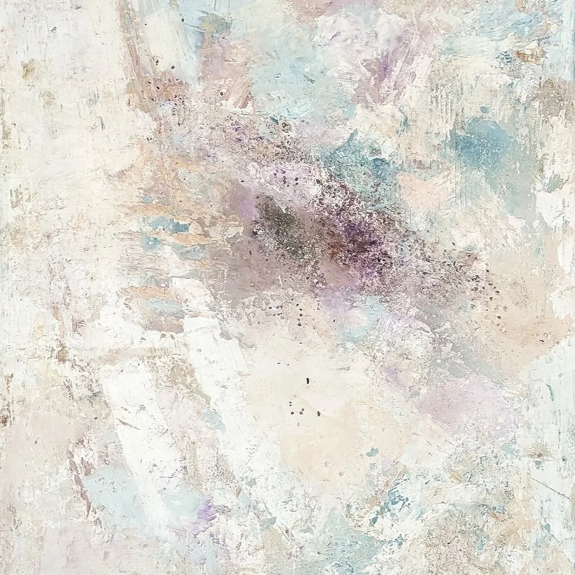 ANGEL'S SONG, 80x120, Lime plaster on wood, pigments, minerals, crystals