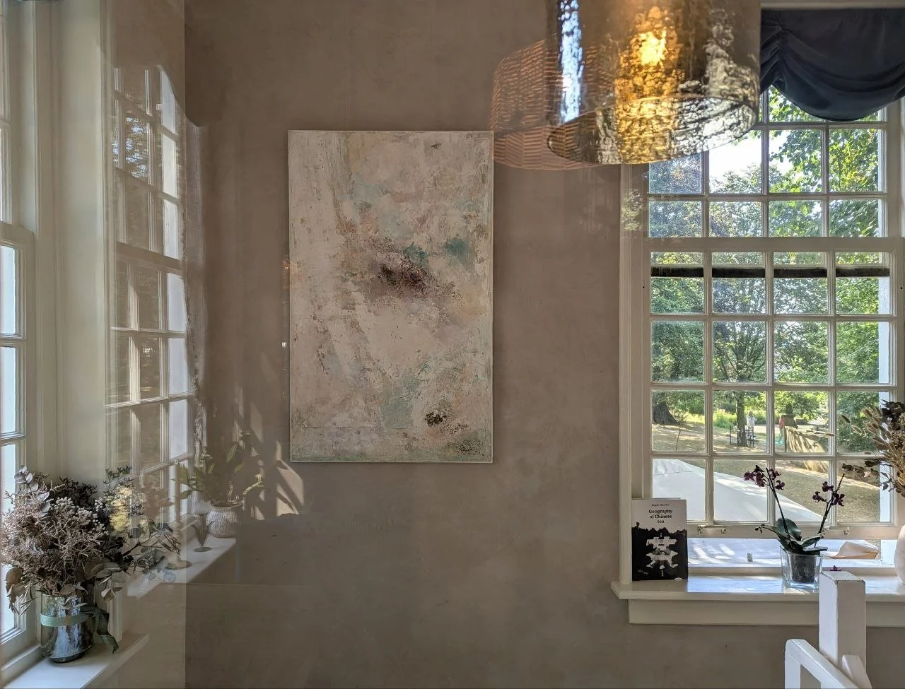 ANGEL'S SONG, 80x120, Lime plaster on wood, pigments, minerals, crystals