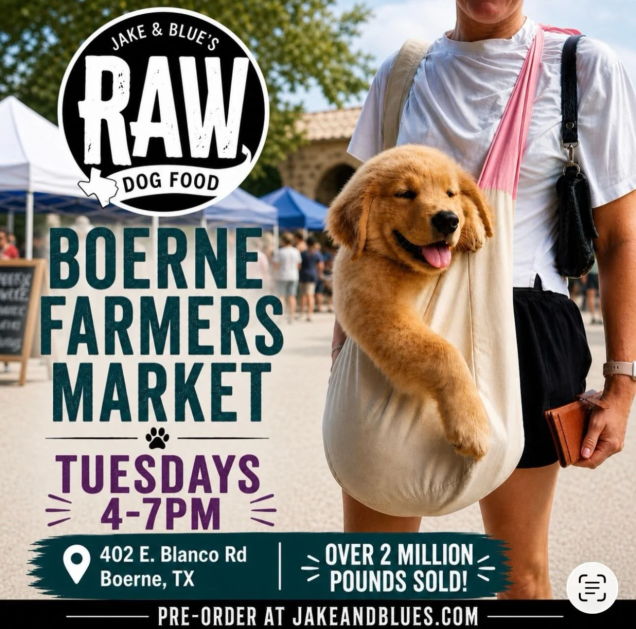 With the right raw nutrition, your pet can thrive the way nature intended! Come see us every Tuesday at the @boernefarmersmarket from 4-7PM. You can preorder online at jakeandblues.com #rawdogfood #rawfeeding #texasfarmersmarket