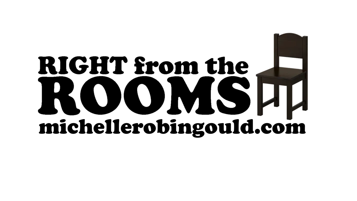 Logo for Right from the Rooms Facebook Page with chair representing a meeting room chair