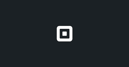 Square payment processor icon, white square inside a white outline of a square