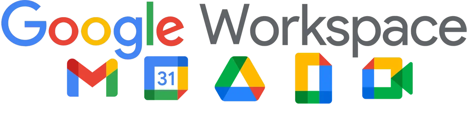 Google Workspace logo in colorful letters with icons for Gmail, Calendar, Drive, and Meet, used by Michelle Robin Gould, LMHC, Florida therapist, for HIPAA compliant therapy services.