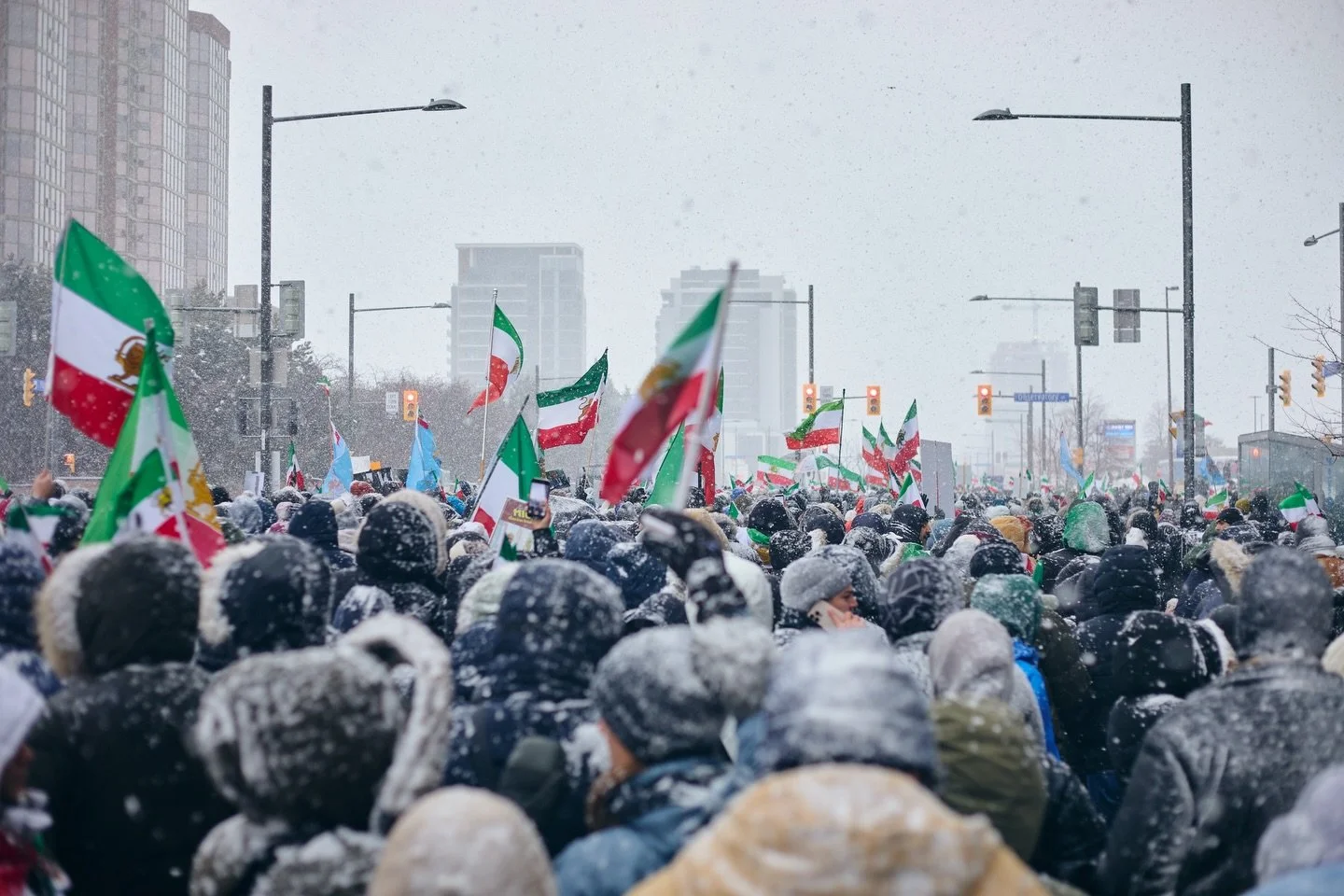 As the communication blackout back home continues, thousands took to the streets of Toronto today to be their voice. When we are cut off from home, we rise here, louder, together, and impossible to silence. #iranprotests