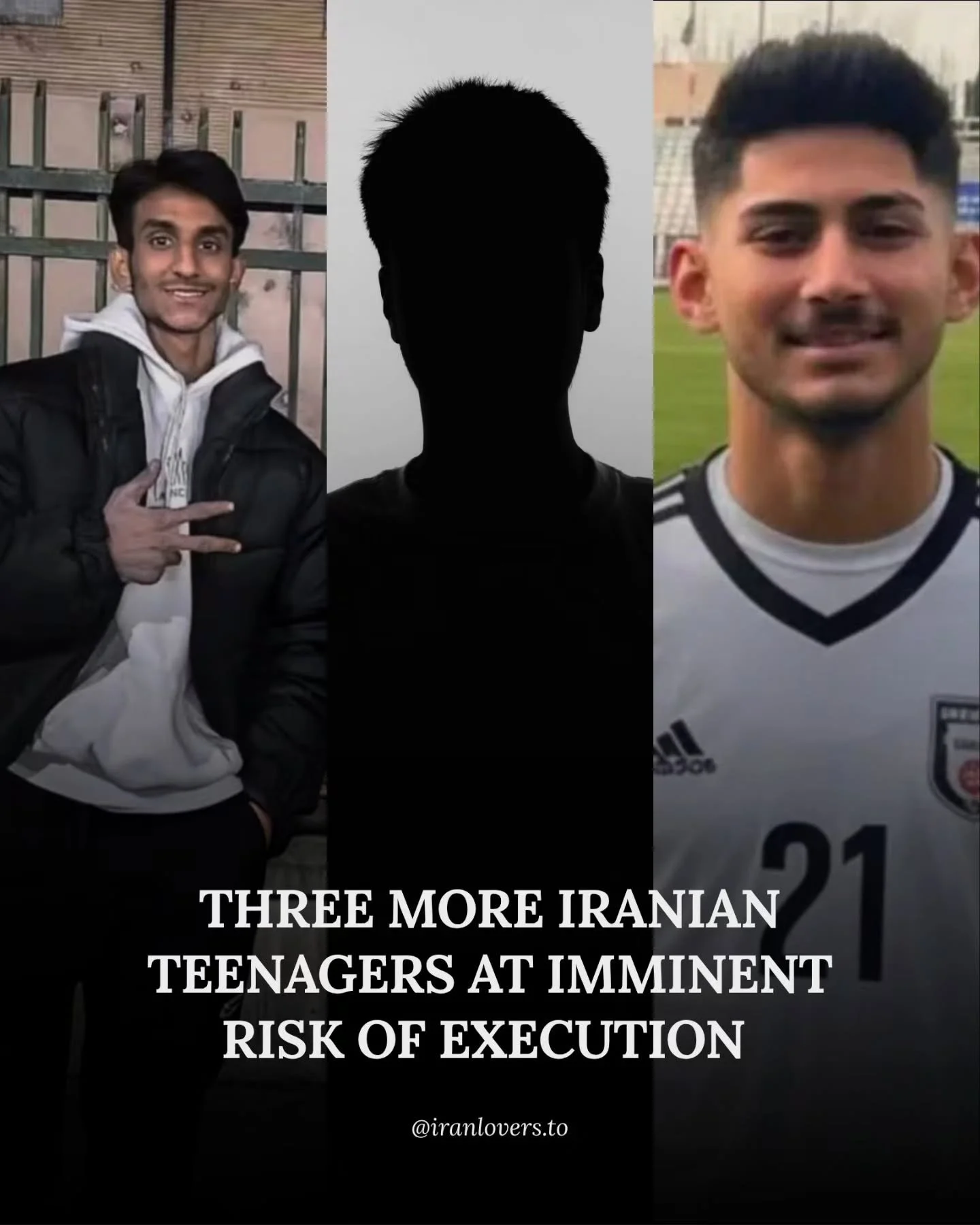 These cases reflect a system that criminalizes protestors, fabricates charges, and uses execution to silence dissent.

Ehsan, Erfan and Matin are teenagers. They should have bright futures ahead of them. 
Instead, their lives are at risk of being cut
