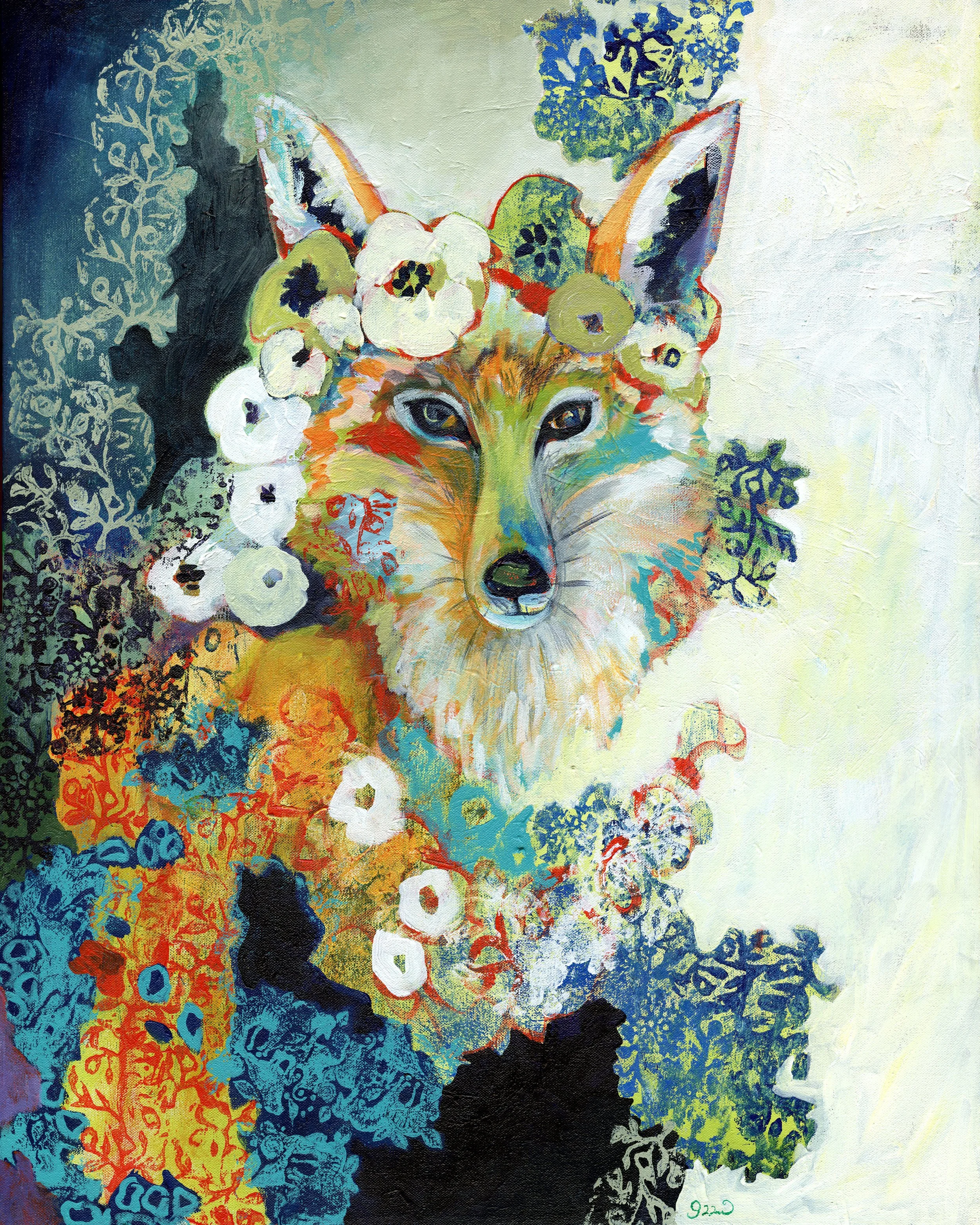 Contemplating Pearls (aka Frida Fox), 30x24 inch, 2016