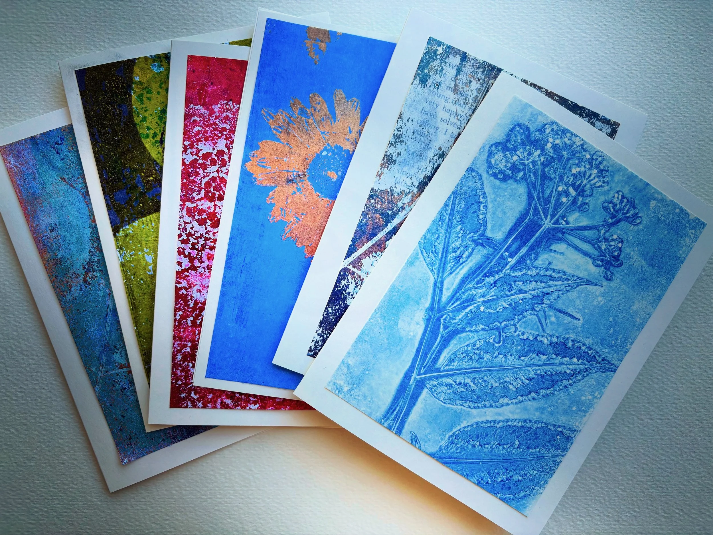 Gelatin Plate Printed Cards