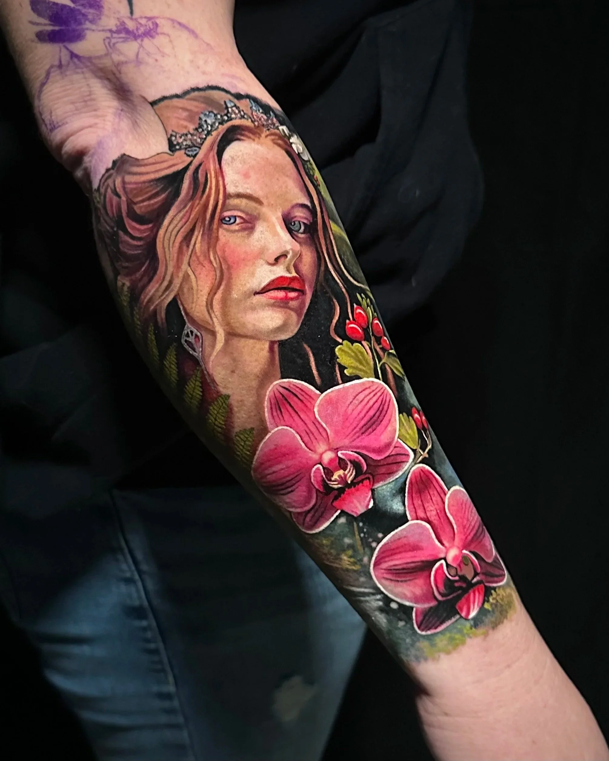 Portrait  Floral Tattoo