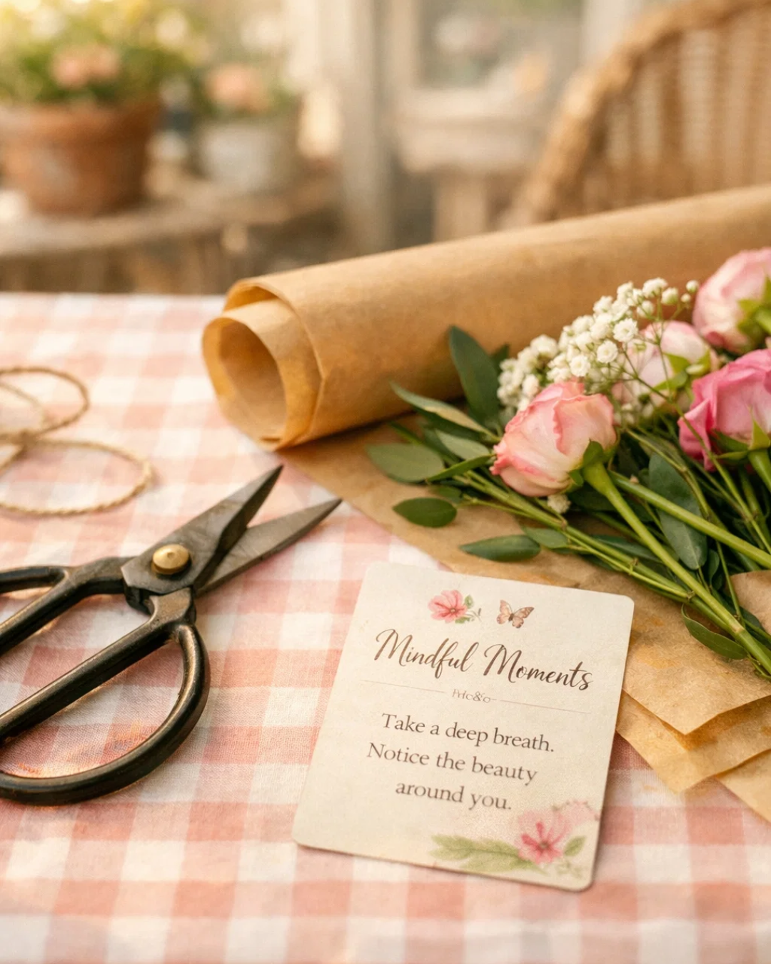 Flower bouquet containers prepared for a Mother’s Day family yoga and bloom bar experience in Minnesota