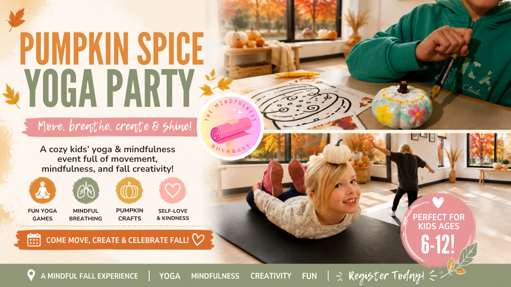 Pumpkin Spice Party: Fall Kids Yoga & No-School Day Camp | New Brighton, MN