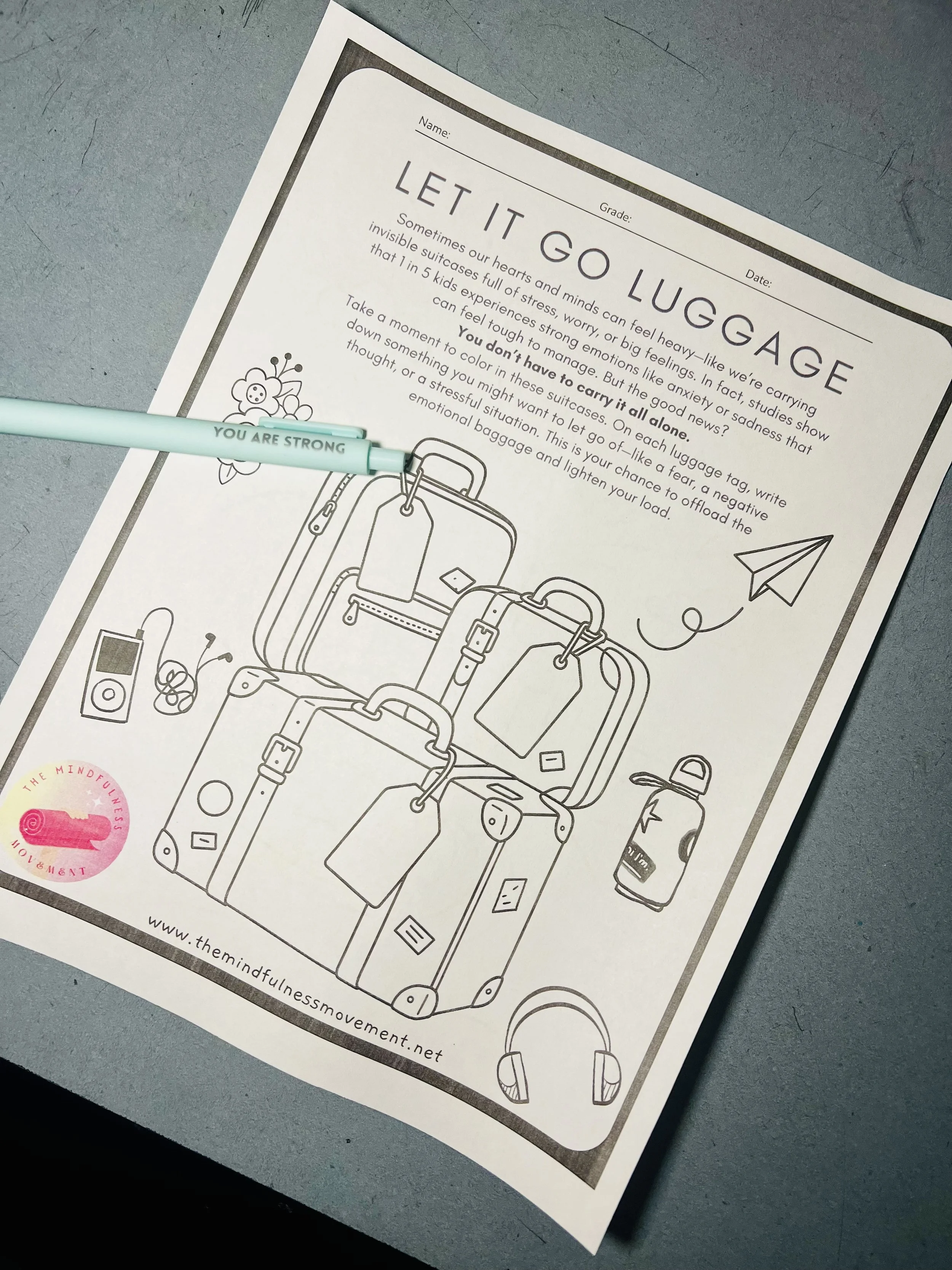 Mindfulness journaling worksheet teaching middle school students to let go of worries and stress