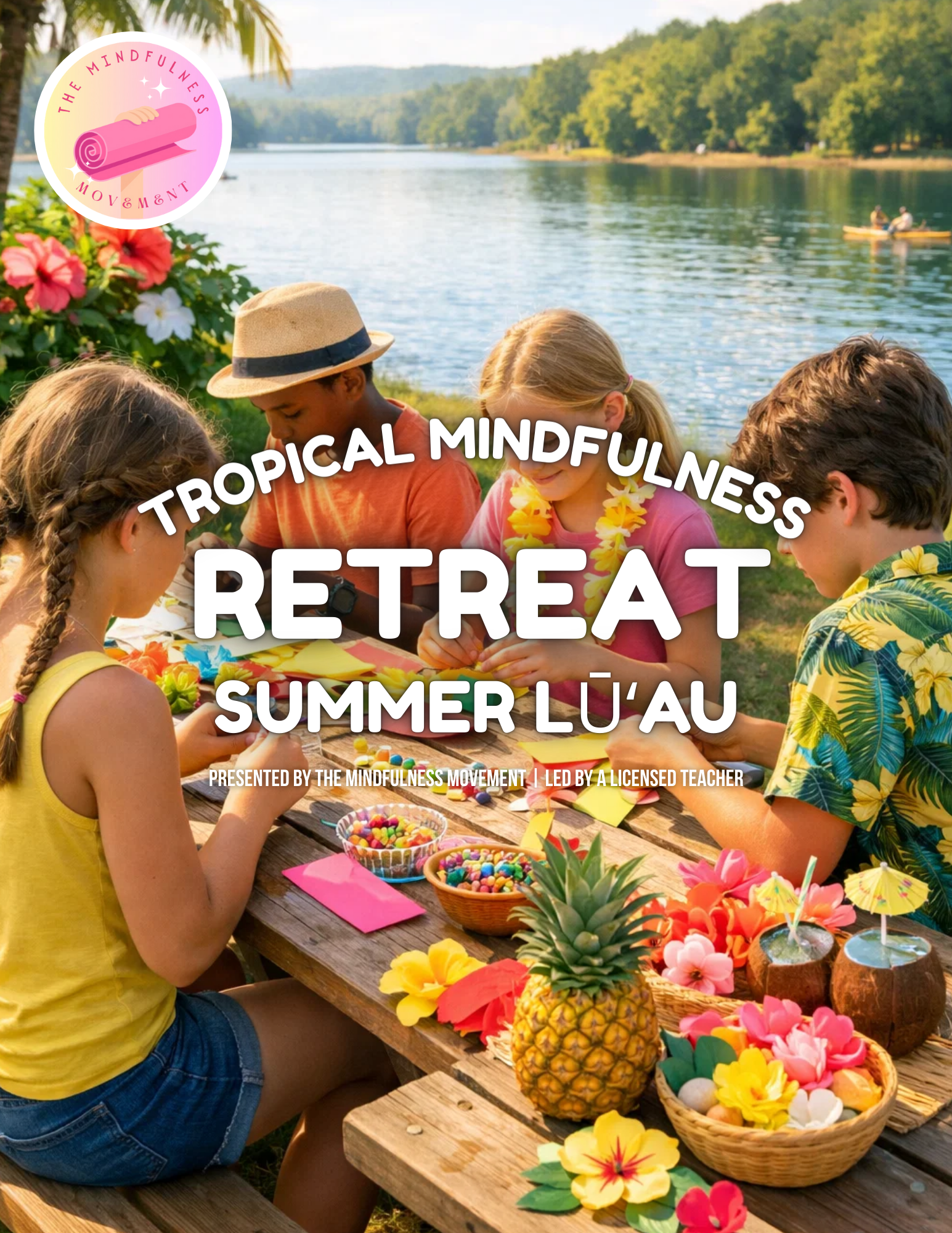 Teens creating colorful island-inspired crafts during a Twin Cities summer camp focused on mindfulness, creativity, and self-expression.