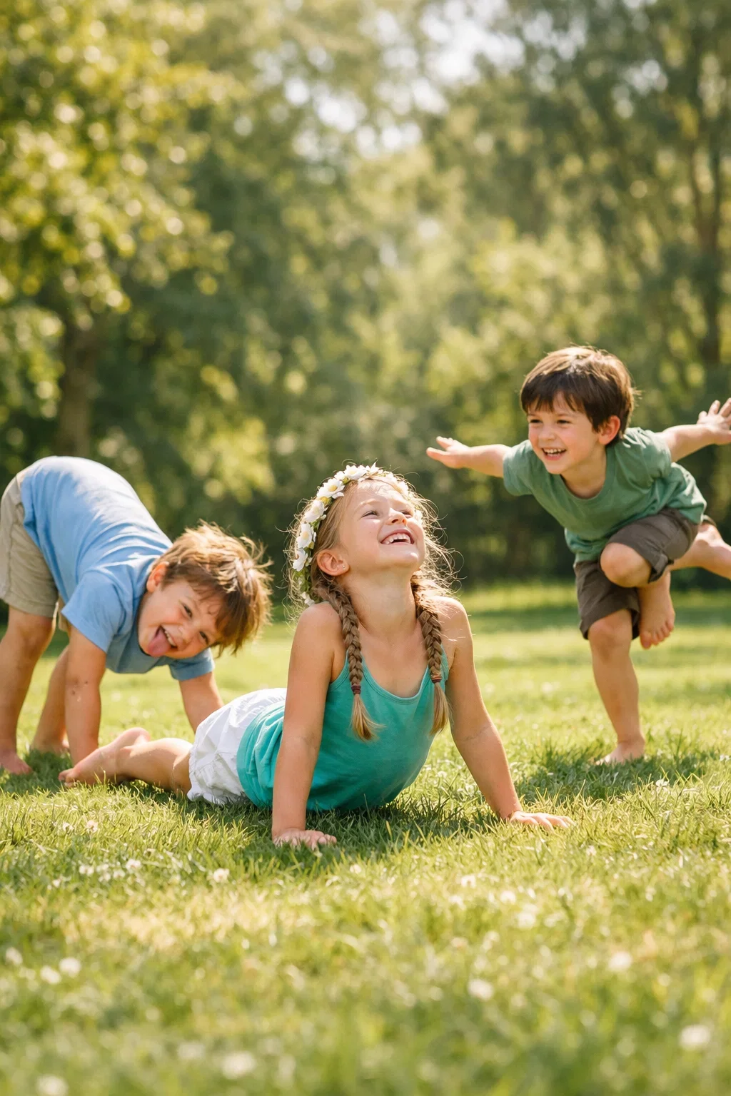 Children creating nature-inspired crafts at a magical woodland summer camp in New Brighton Minnesota