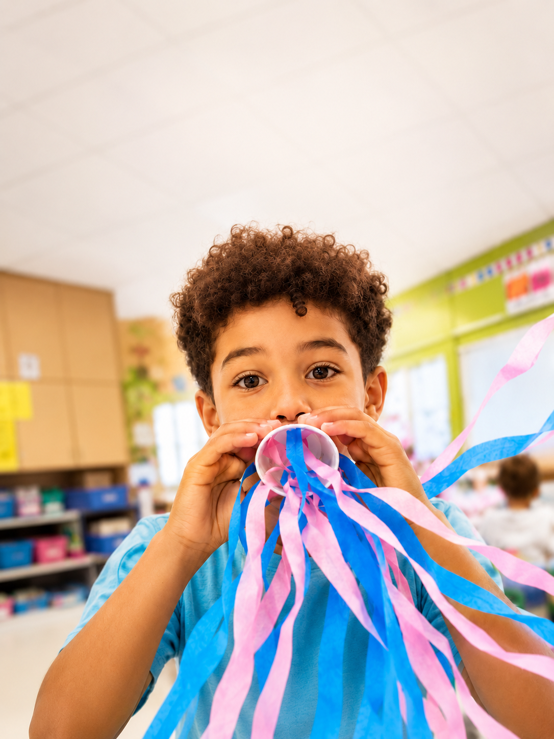 Child proudly holding a handmade calming sensory craft from the Make and Take Calming Creations mindfulness art program in Minnesota