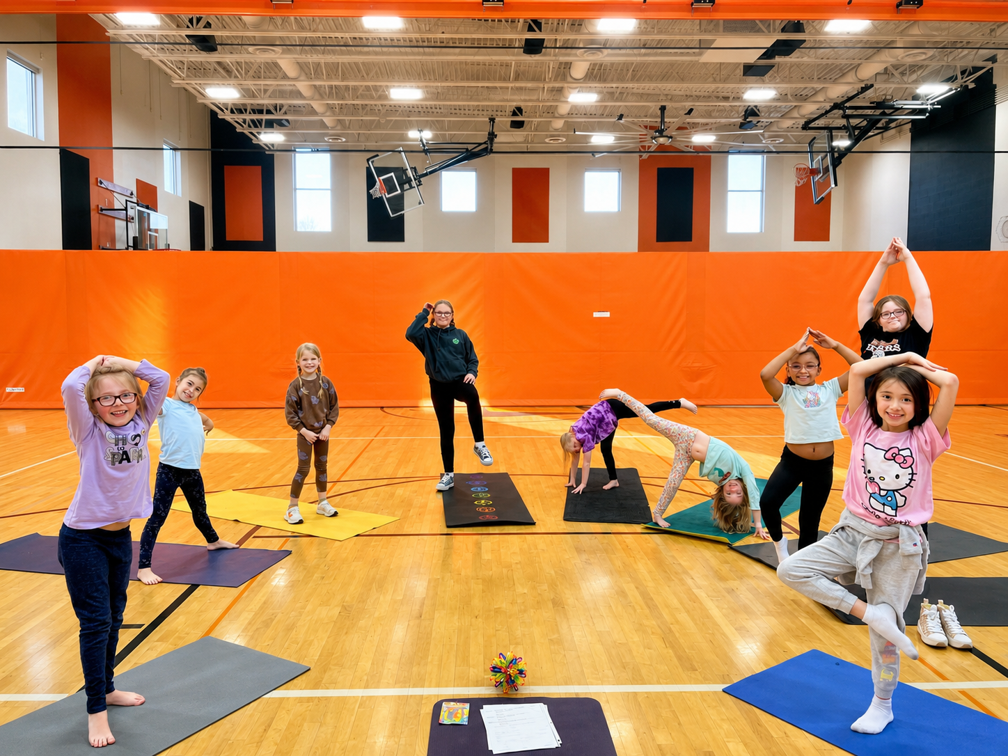 Elementary school child participating in after-school yoga and mindfulness enrichment program through Community Education in Minnesota