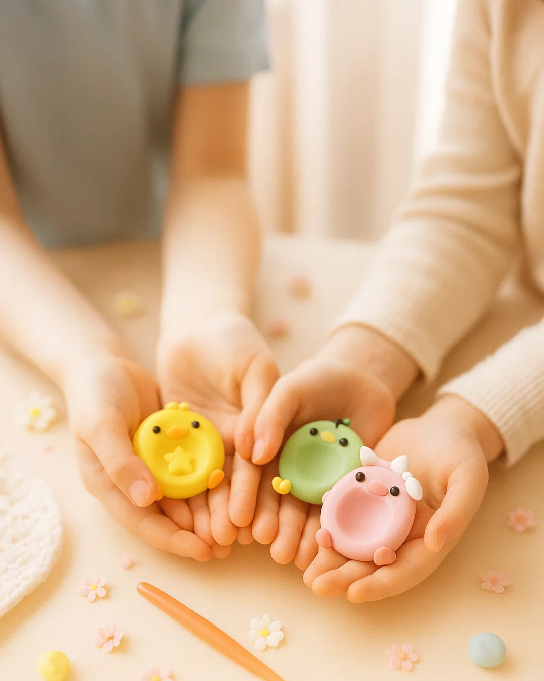 Children holding handmade calming sensory tools from a kids mindfulness and creative enrichment class in Roseville MN