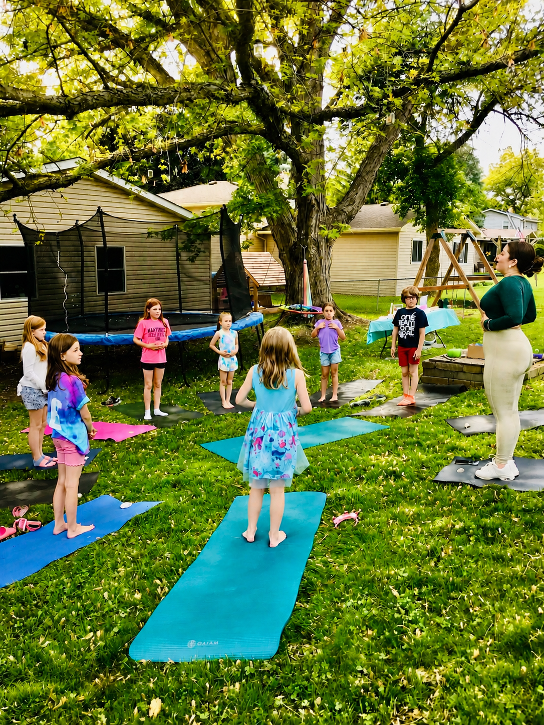 Children celebrating with a kids yoga birthday party experience in Minnesota led by The Mindfulness Movement