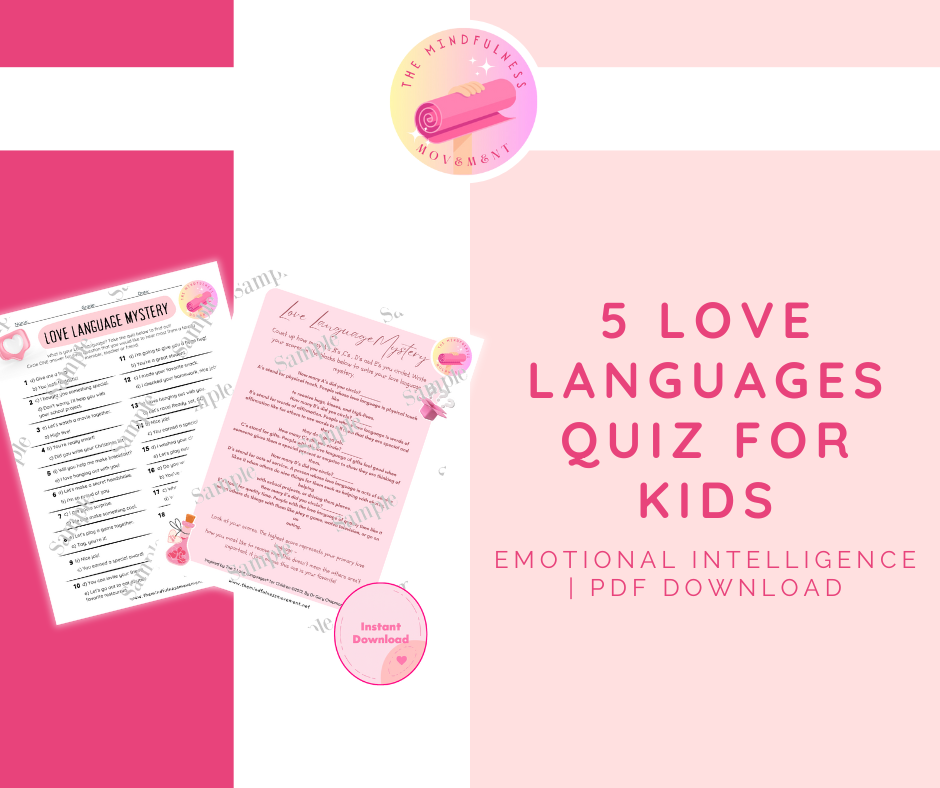 5 love languages quiz for kids printable PDF with scoring sheet for elementary and middle school SEL learning.
