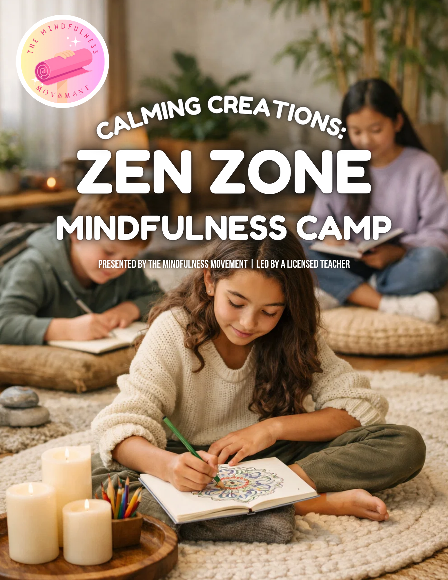 Middle school students creating calming crafts during a mindfulness-based summer camp in Minnesota, designed to reduce stress and support emotional wellness.
