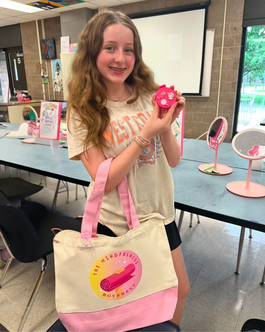 Kids making a hands-on take-home project during a Mounds View mindfulness camp.