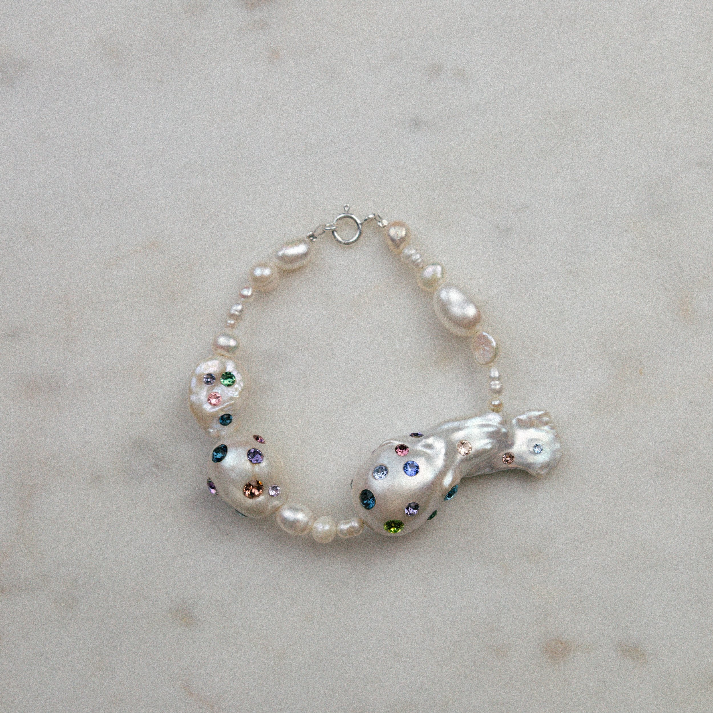 Baroque crystal pearl bracelet
