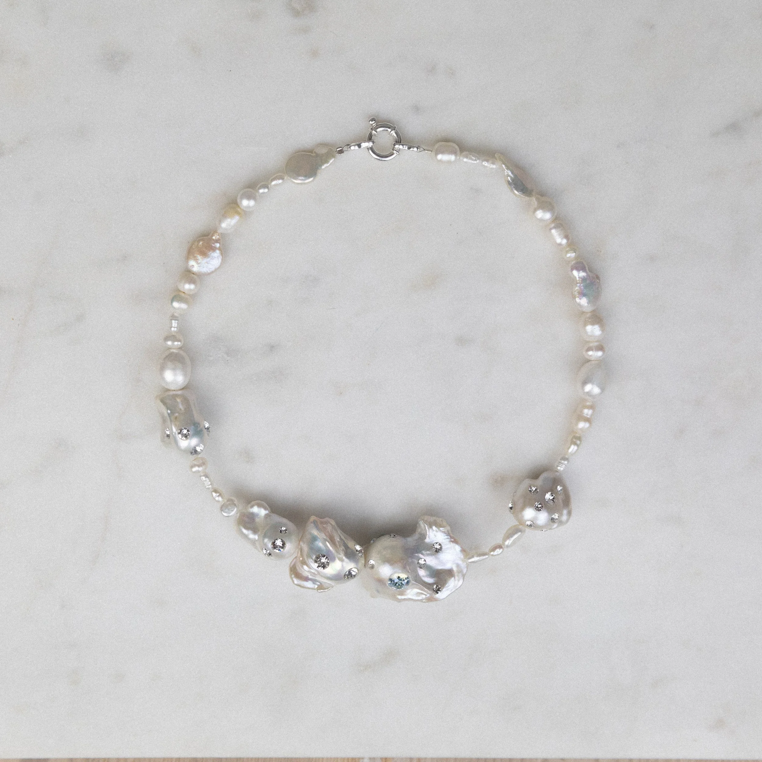 Baroque crystal pearl necklace