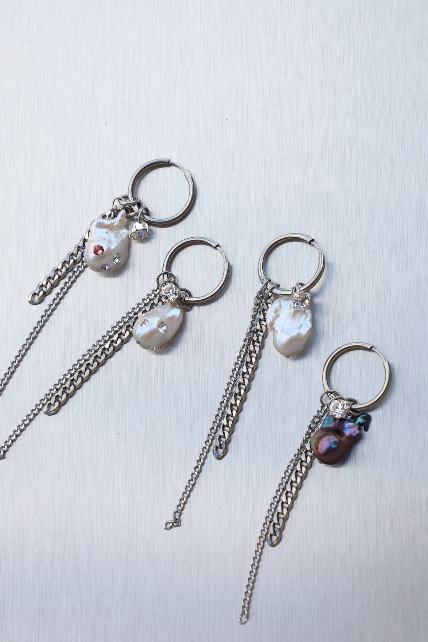 Steel x pearl earrings
