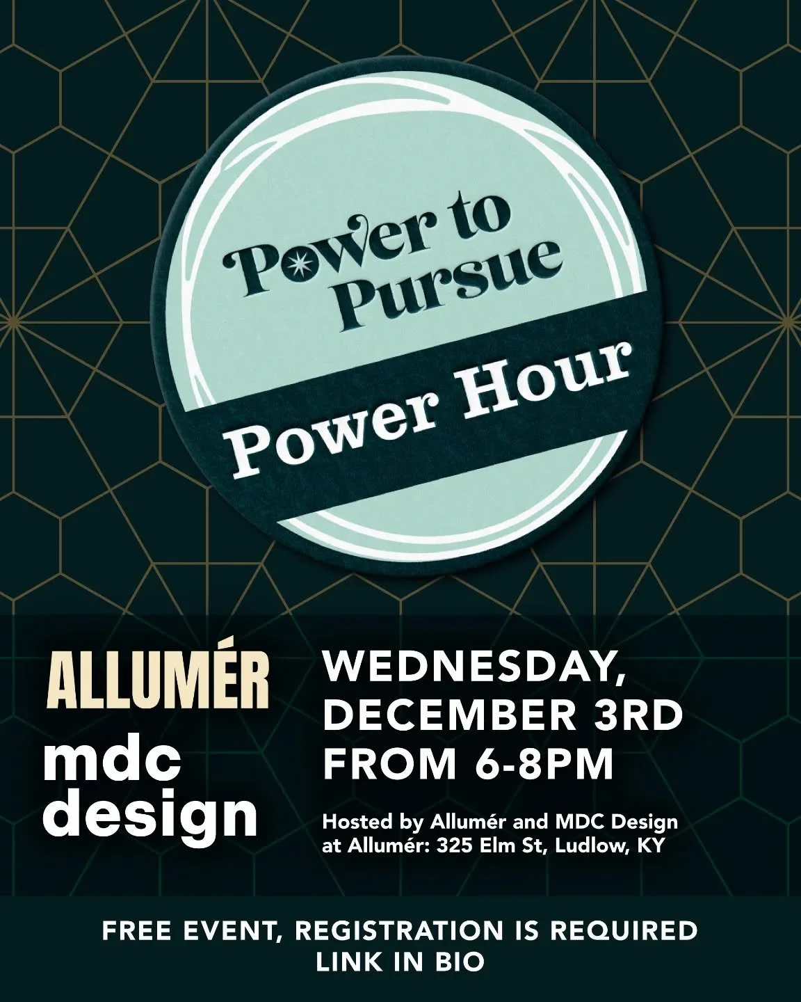 We are ridiculously excited to be with a few faves, dear friends and supporters since day one, to close out the 2025 event season. 

Join us Wednesday for the final Power Hour of the year! Meet us at Allum&eacute;r in Ludlow, KY on December 3rd from 