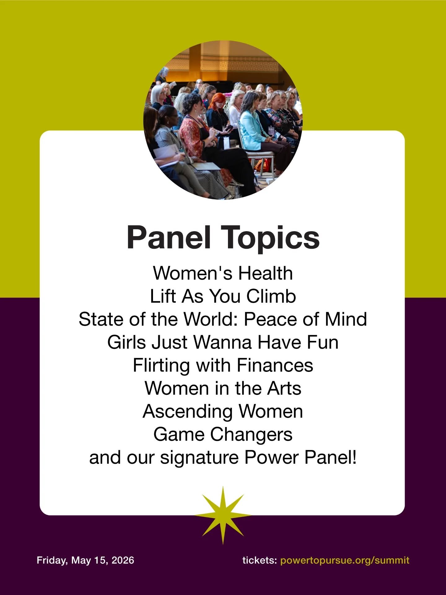May 15th is the BIG Day - year 5 of the Summit!

Stay tuned for our POWERversary speakers, coming soon! 

Want to know what this year's panels will focus on? Check out our topics!
👩🏿&zwj;⚕️ Women's Health
🪜 Lift As You Climb
🕊️ State of the World