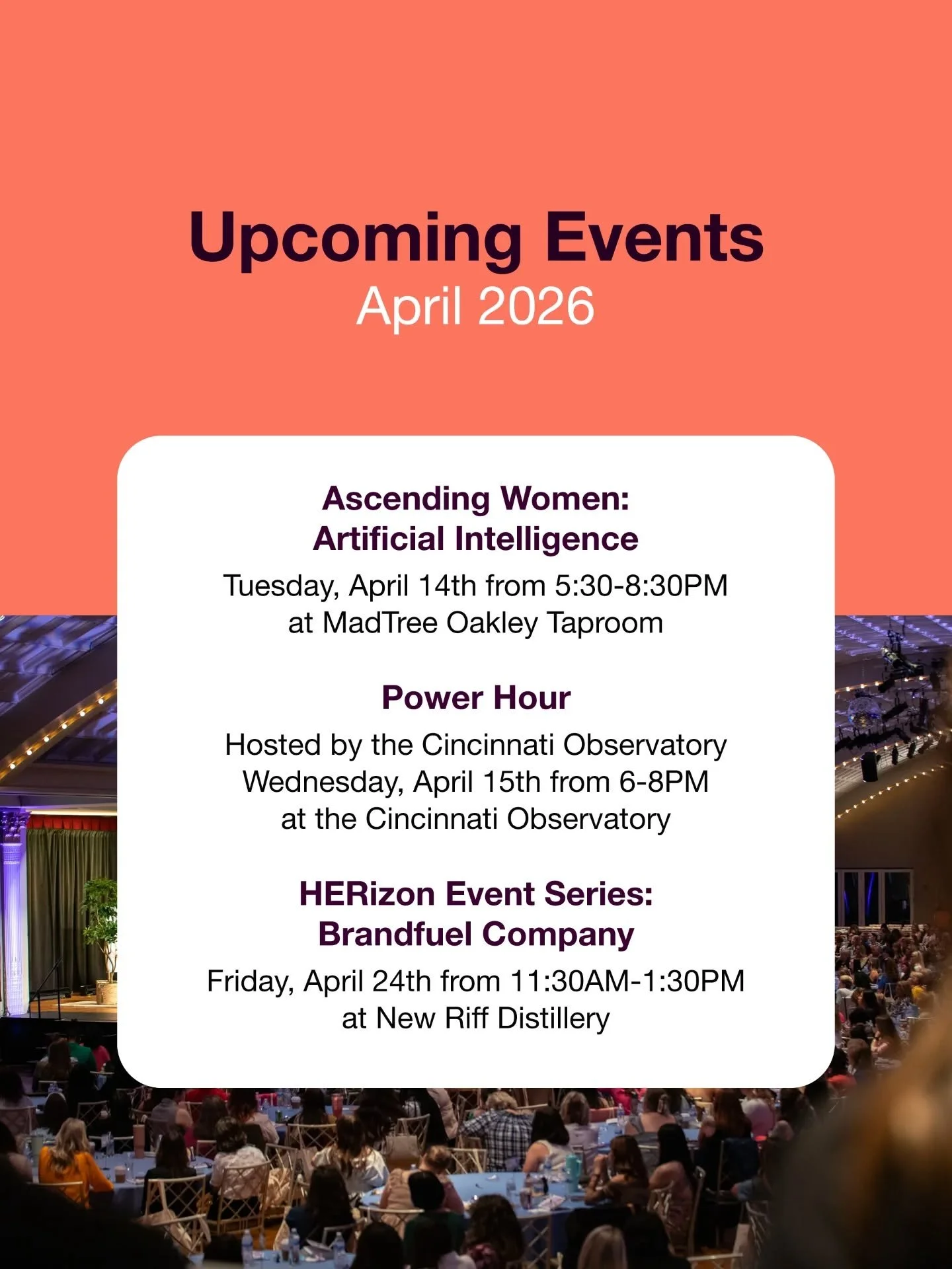 Be seen, be heard, be loved this April!

✴ See you April 14 at MadTree Oakley Taproom for an Ascending Women panel on AI with Kendra Ramirez and Isabel Perez! The event will be from 5:30-8:30PM - grab your tickets now! Link in bio.

✴ Can't get enoug