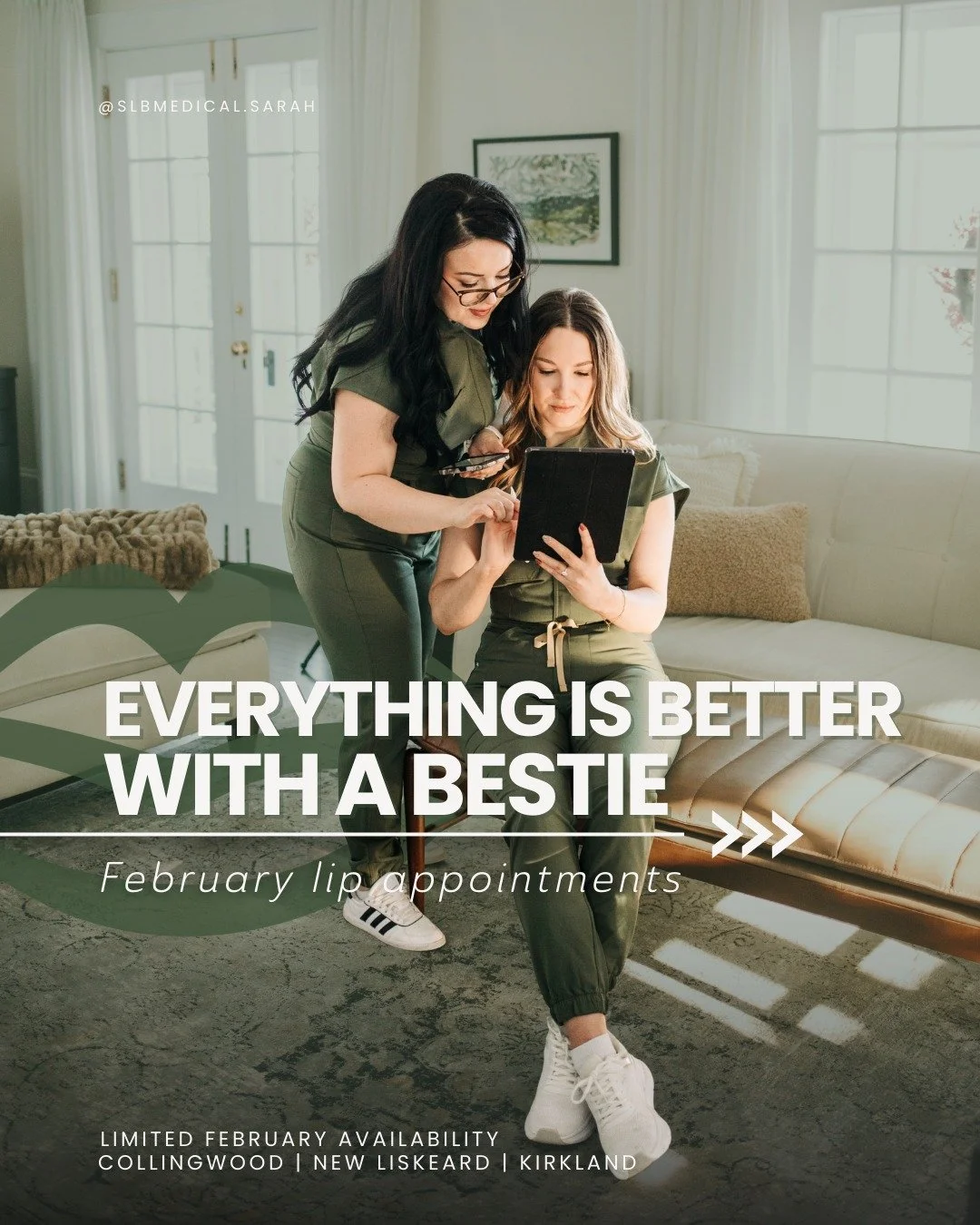 Everything is better with a bestie 🫶

Book lip filler together this February with Ashley or Emma, and you&rsquo;ll both receive a complimentary Revanesse&reg; Lip Plumper (valued at $45), our favourite finishing touch for hydrated, comfortable lips.