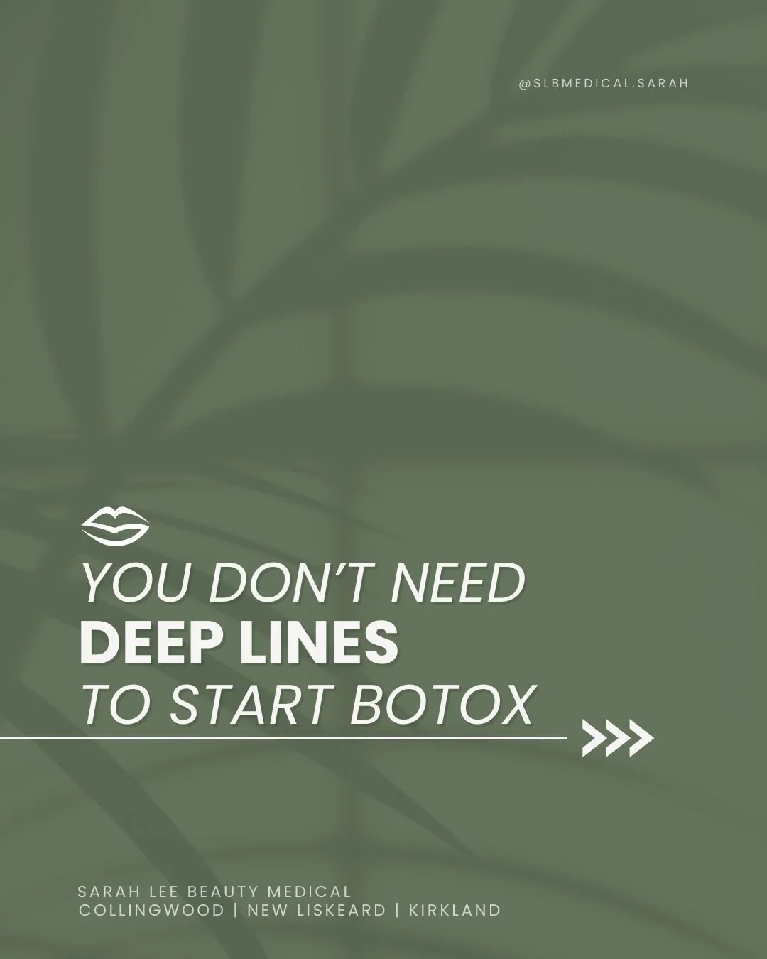 A common question we hear is: &ldquo;Do I have to wait until my lines are deeper to start Botox?&rdquo;
The answer is no.

Many people begin treatment when they first start noticing movement lines forming. Botox works by relaxing the muscles that rep